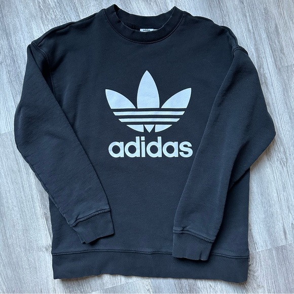 Adidas Trefoil Oversized Crewneck Sweatshirt in Black (Small) - Picture 6 of 7